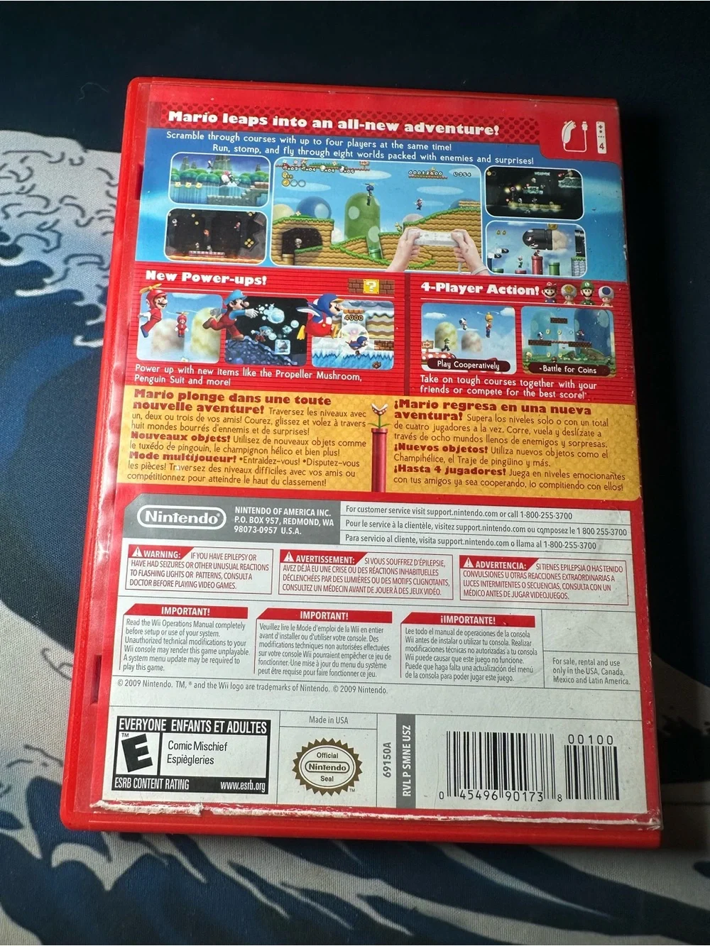 Nintendo New Super Mario Bros. Wii - Red Game Case with Colorful Cover Art